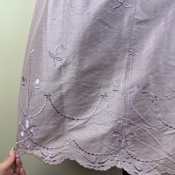 Neiman Marcus Floral Embroidered Silk Sheath Dress Coquette Cottagecore Fairy 6 - Picture 9 of 11